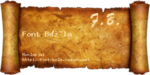 Font Béla névjegykártya